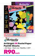 ButterFly A4 Bright Or Pastel Paper Pad (50-Sheets)-Each