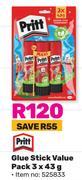 Pritt Glue Stick Value Pack-3 x 43g