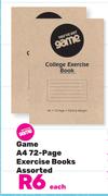 Game A4 72-Page Exercise Books Assorted-Each