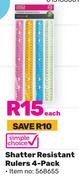 Simple Choice Shatter Resistant Rulers 4 Pack-Each