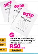 3-Pack A4 Examination Pad Punched (100 Pages)-Each