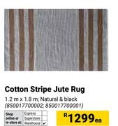 Cotton Stripe Jute Rug-1.2m x 1.8m Each