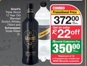 Grant's Triple Wood 12 Year Old Blended Scotch Whisky 750ml & Schweppes Soda Water 2Ltr-Per Combo