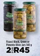 Ficacci Black, Green Or Pimento Olive Jars-For 2 x 140g