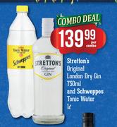 Stretton's Original London Dry Gin-750ml & Schweppes Tonic Water-1Ltr Per Combo
