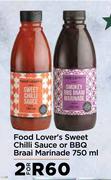 Food Lover's Sweet Chilli Sauce Or BBQ Braai Marinade-For 2 x 750ml