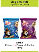 Simba Peanuts Or Peanuts & Raisins-For 2 x 450g