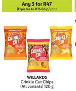Willards Crinkle Cut Chips (All Variants)-For Any 3 x 120g