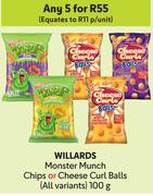 Willards Monster Munch Chips Or Cheese Curl Balls (All Variants)-For Any 5 x 100g