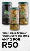 Ficacci Black, Green Or Pimento Olive Jras-For Any 2 x 140g