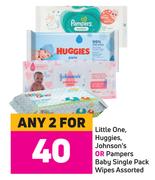 Little One Huggies, Johnson's Or Pampers Baby Single Pack Wipes Assorted-For Any 2