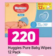 Huggies Pure Baby Wipes 12 Pack