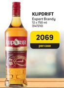 Klipdrift Export Brandy-12 x 750ml Per Case