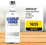 Absolut Imported Blue Vodka-6 x 750ml Per Case