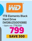 WD 1TB Elements Black Hard Drive WDBUZG0010BB