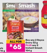 2 x Royco Gravy 32g Plus 2 x Instant Smash 104g-All For