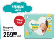 Pampers Nappies Sizes 1-6 Value Pack-Per Pack