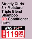 Marc Anthony Strictly Curls 3 x Moisture Triple Blend Shampoo Or Conditioner-250ml Each