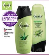 Organics Shampoo Or Conditioner 400ml Assorted-For 2