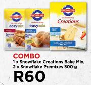1 x Snowflake Creations Bake Mix, 2 x Snowflake Premixes 500g-Combo
