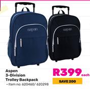 Aspen 3 Division Trolley Backpack-Each