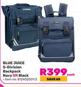 Blue Juice 5 Division Backpack Navy Or Black-Each