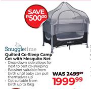 Snuggletime Quilted Co-Sleep Camp Cot With Mosquito Net