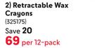 Faber Castell Retractable Wax Crayons 325175-Per 12-Pack