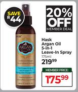Hask Argan Oil 5 In 1 Leave In Spray-175ml