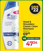 Head & Shoulders Classic Clean Shampoo-200ml