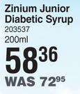 Zinium Junior Diabetic Syrup- 200ml