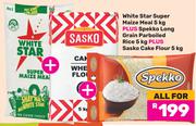 White Star Super Maize Meal 5Kg Plus Spekko Long Grain Parboiled Rice 5Kg Plus Sasko Cake Flour 5Kg