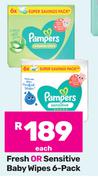 Pampers Fresh Or Sensitive Baby Wipes 6 Pack-Each