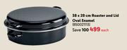38 x 28cm Roaster And Lid Oval Enamel-Each