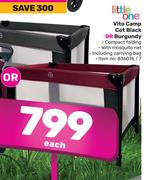 Little One Vito Camp Cot (Black Or Burgundy)-Each