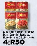 La Belinda Borlotti Beans,Butter Beans,Cannellini Beans, Red Kidney Beans Or Chick Peas-For 4 x 400g