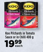 Koo Pilchards In Tomato Sauce Or In Chilli-400g Each