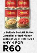 La Belinda Borlotti, Butter, Cannellini Or Red Kidney Beans Or Chick Peas-For Any 4 x 400g