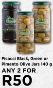 Ficacci Black, Green Or Pimento Olive Jars-For 2 x 140g