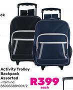 Activity Trolley Backpack Assorted 850033881001/2-Each