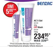 Benzac AC 5 Gel 40g Or Wash 100g-Each