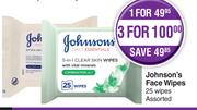 Johnson's Face Wipes 25 Wipes Assorted-For 3