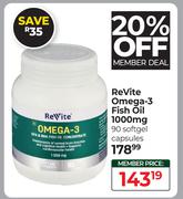 ReVite Omega-3 Fish Oil 1000mg 90 Softgel Capsules