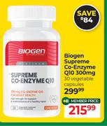 Biogen Supreme C-Enzyme Q10 300mg 30 Vegetable Capsules