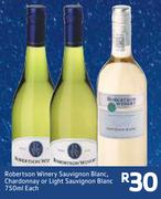 Robertsons Winery Sauvignon Blanc,Chardonnay Or Light Sauvignon Blanc-750ml Each