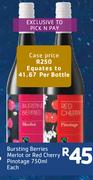 Bursting Berries Merlot Or Red Cherry Pinotage-750ml Each