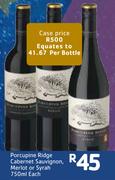 Porcupine Ridge Cabernet Sauvignon,Merlot Or Syrah-750ml Each