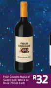 Four Cousins Natural Sweet Red, White Or Rose-750ml-Each