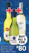 Robertsons Winery Beaukett,Chenin Blanc And Light Chenin Blanc-3 x 750ml