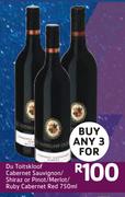 Du Toitskloof Cabernet Sauvignon/Shiraz Or Pinot/Merlot/Ruby Cabernet Red-3 x 750ml